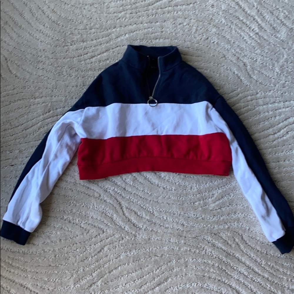 quarter zip cropped pullover